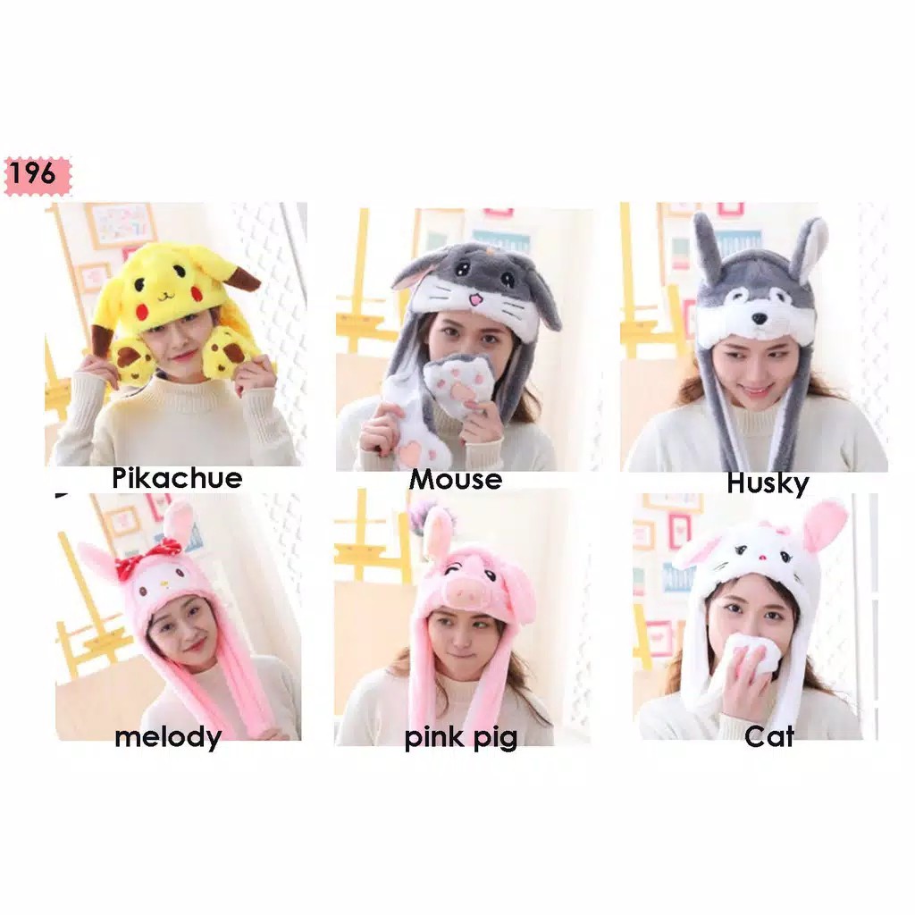 OTS 030 - BUNNY HAT DANCING TOPI CUTE IMPORT KARAKTER DENGAN KUPING GERAK RABBIT EAR CAP IMPORT