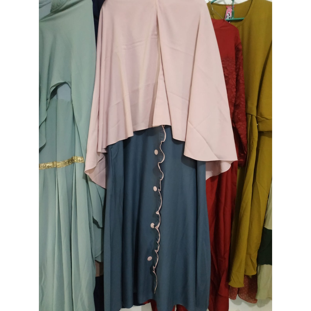 Gamis zahira shan glow one set khimar terbaru remaja wanita muslimah style terkini