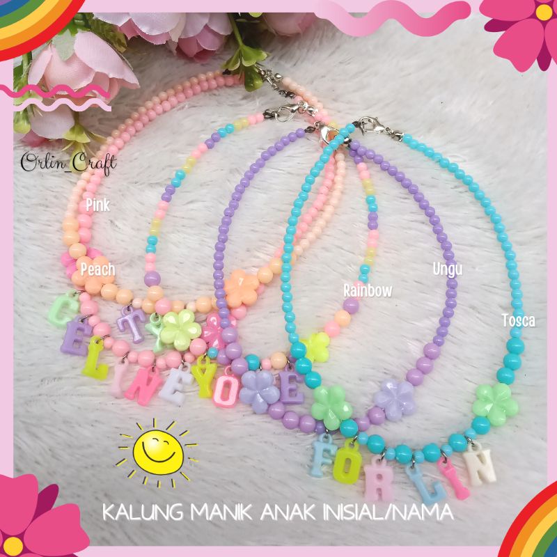 Kalung Manik Anak Custom Nama Inisial Kalung Anak Inisial Kalung Anak Custom Nama