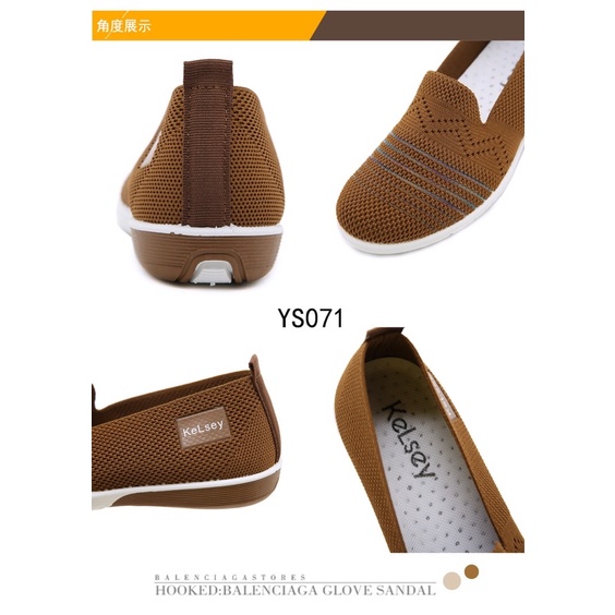 (GRATIS ALAS KAKI) Kelsey Sepatu Flyknit Flat Shoes Wanita  YS071