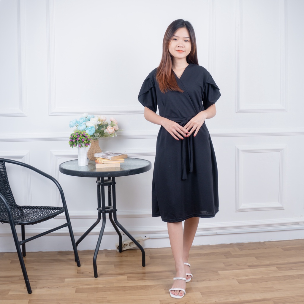 IL - Lolina Dress Casual Terusan Premium Crepe / Dress Polos Wanita Korean Style