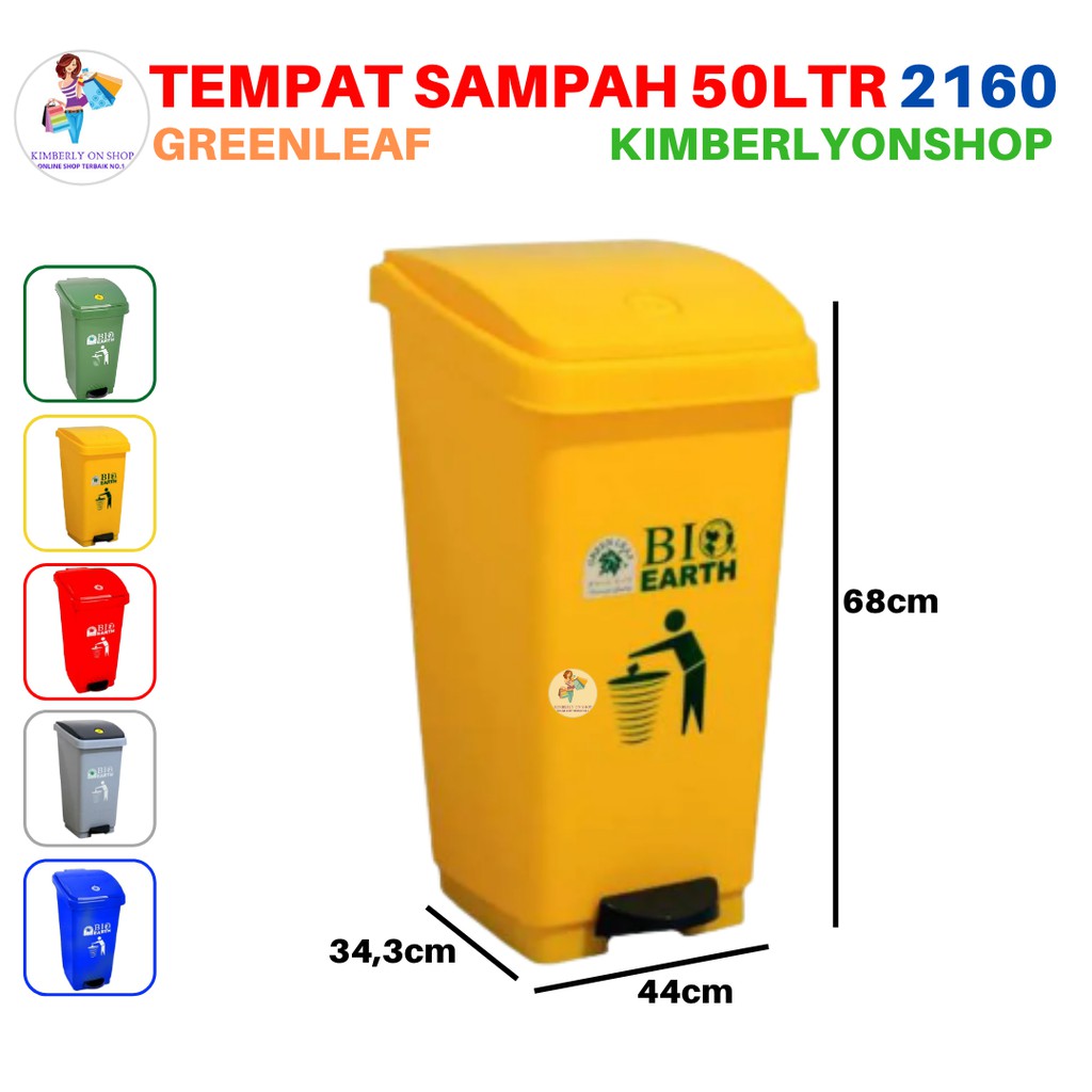 Tempat Sampah Tong sampah BIO injak 50 liter green leaf 2160