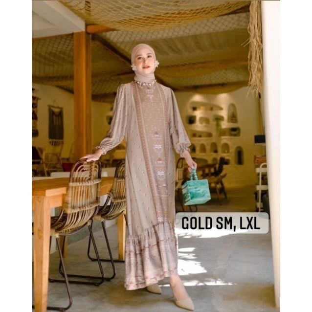 (READY) Madeena dress Gold SM  by haidee & orlin