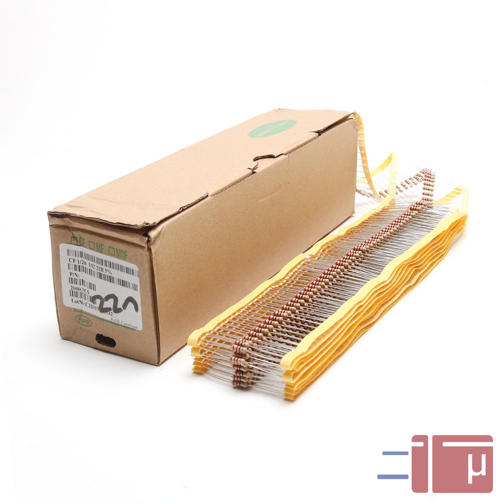 x10 Resistor 22R 22 Ohm 1/2W Karbon 5% Taiwan Kaki Tembaga