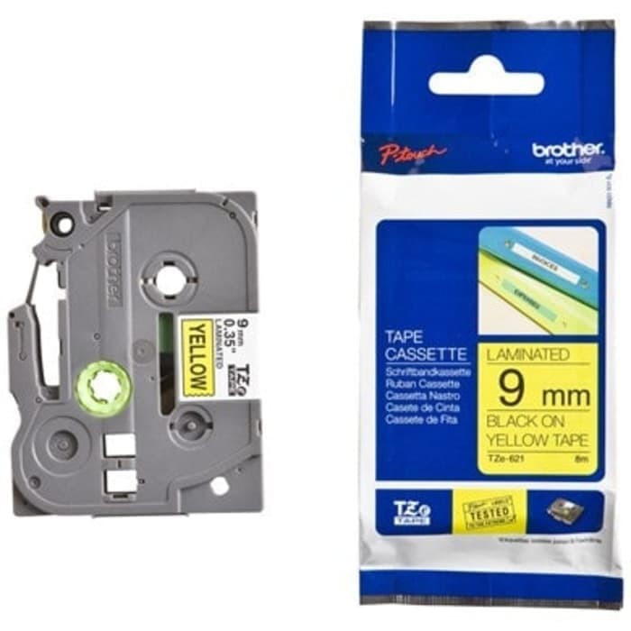 Brother Ptouch Label Tape TZe-FX621 9mm Flexible Black on Yellow Resmi