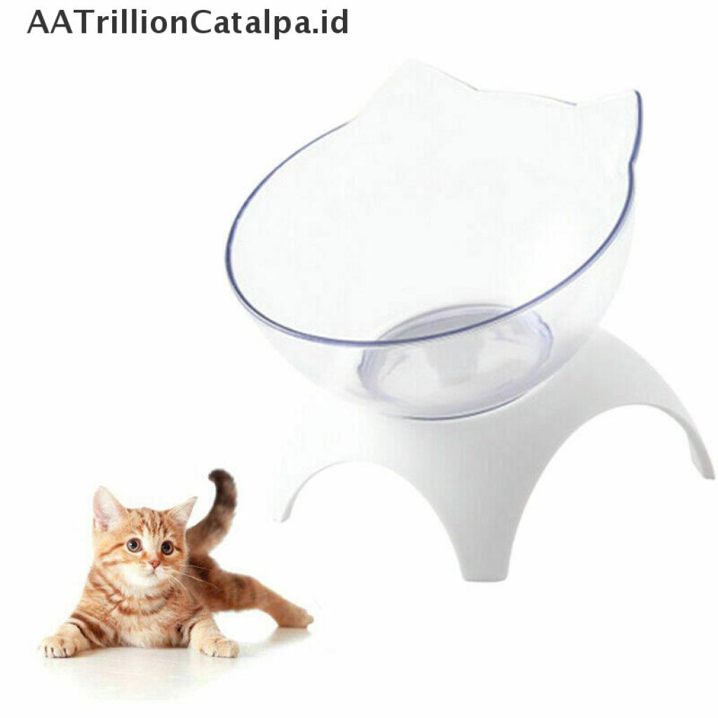 (AATrillionCatalpa) Sarung Tangan Anti slip 15°Mangkok Makan / Minum Miring Dengan Stand Untuk Anjing / Kucing