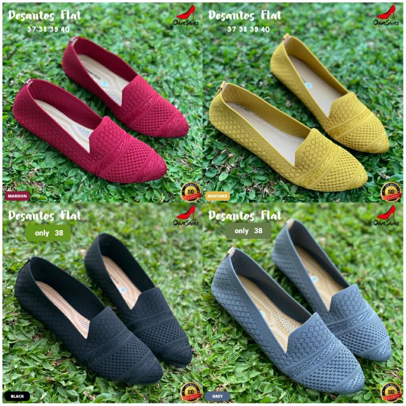 Sepatu Flatshoes Desantos ori by Fjr Shoes Rajut Halus Sol Karet Alas Empuk Rajut Original High Qual
