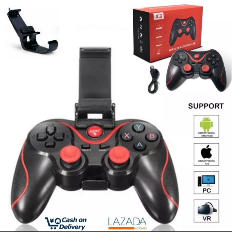 Jual GAMEPAD X3 JOYSTICK Bluetooth WIRELESS SMARTPHONE ANDROID HOLDER