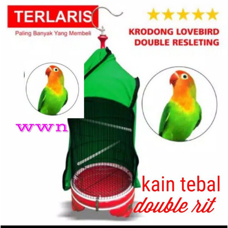 krodong lovebird, kerodong kandang kapsul doubel rit, krodong tebal