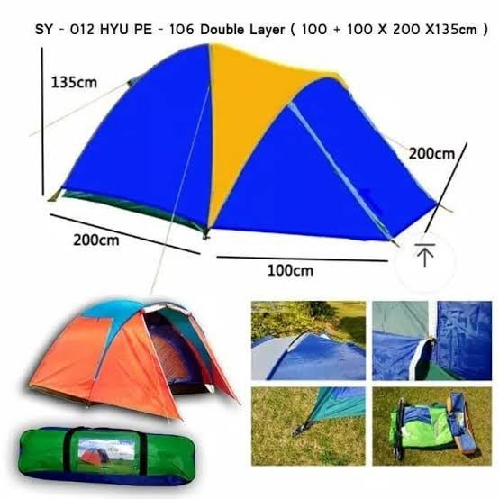 Tenda Dome 4/5 Orang Double Layer` 4P 5P Anti Air Waterproof Tent` Kemah Outdoor Camping Indoor