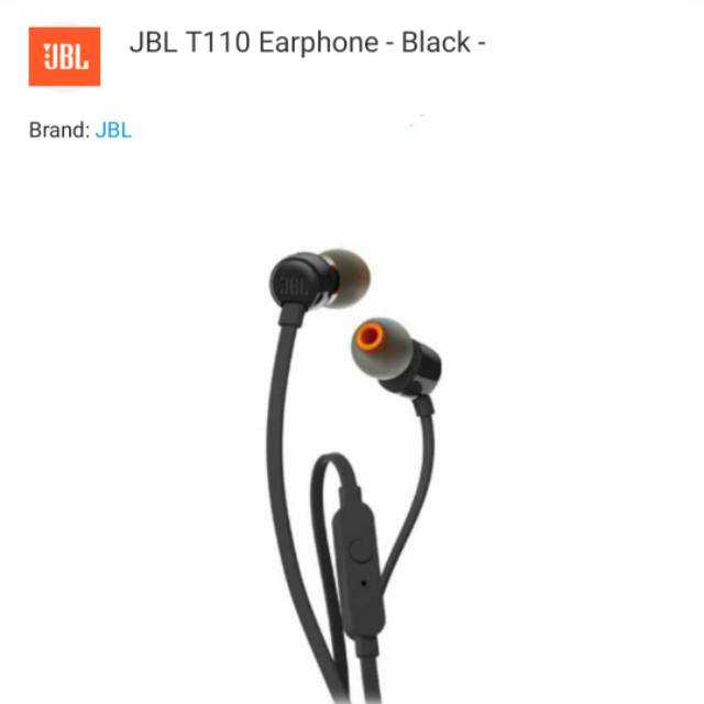 JBL T110 Earphone - Black -