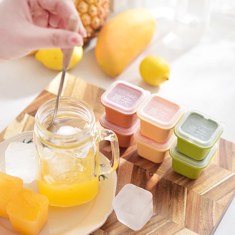 6pcs Cetakan Es Batu Bentuk Kotak Besar Dengan Tutup Untuk Jus Cocktail