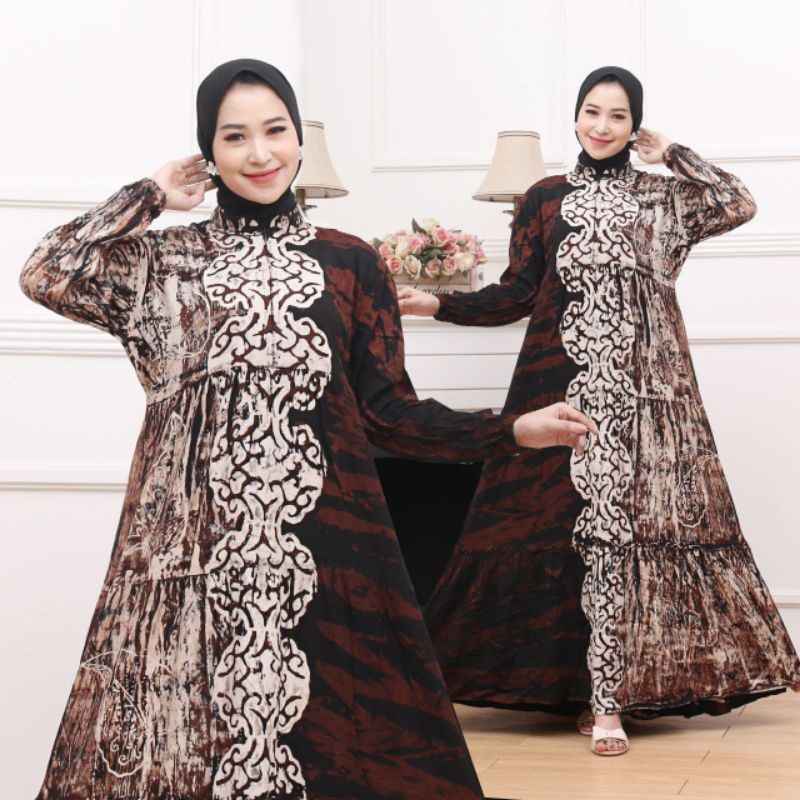 gamis twill ori premium busui asli pekalongan batik cap motif terbaru dress muslim