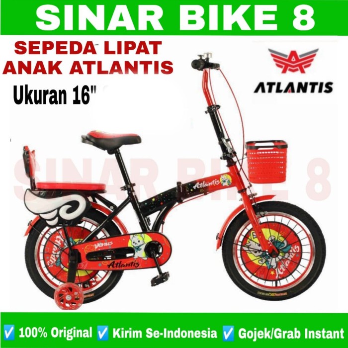Sepeda Lipat Anak Ukuran 16 dan 18 Inch ATLANTIS VENUS LP 1622 Boncengan