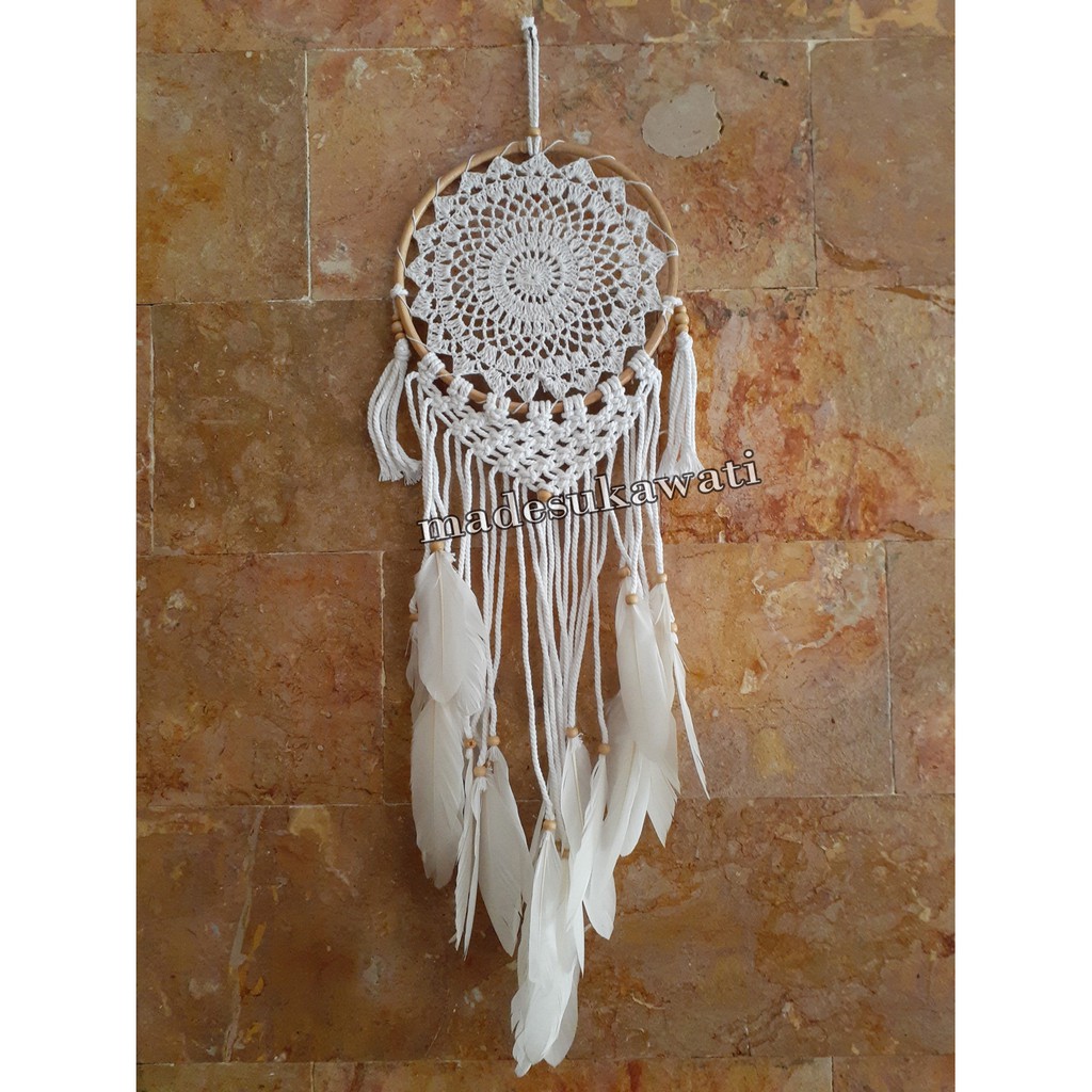 Dream catcher sulam rotan diameter 22cm panjang 78cm