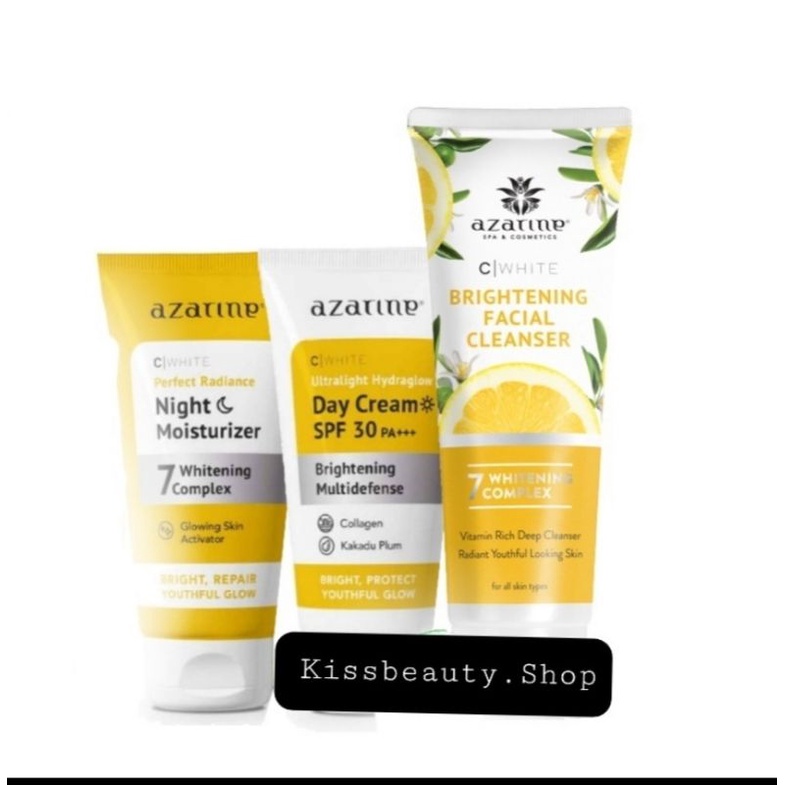 Paket Basic Azarine C-White Mencerahkan 3 pcs - (Facial Cleanser 50ml + Day Cream 25gr + Night Cream