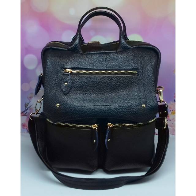(Size M) TAS RANSEL 3 in 1 ASLI KULIT SAPI
