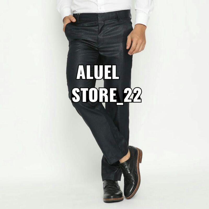Celana Formal Pria Dasar Mengkilap Celana Slimfit Metalik [ Kinclong ]