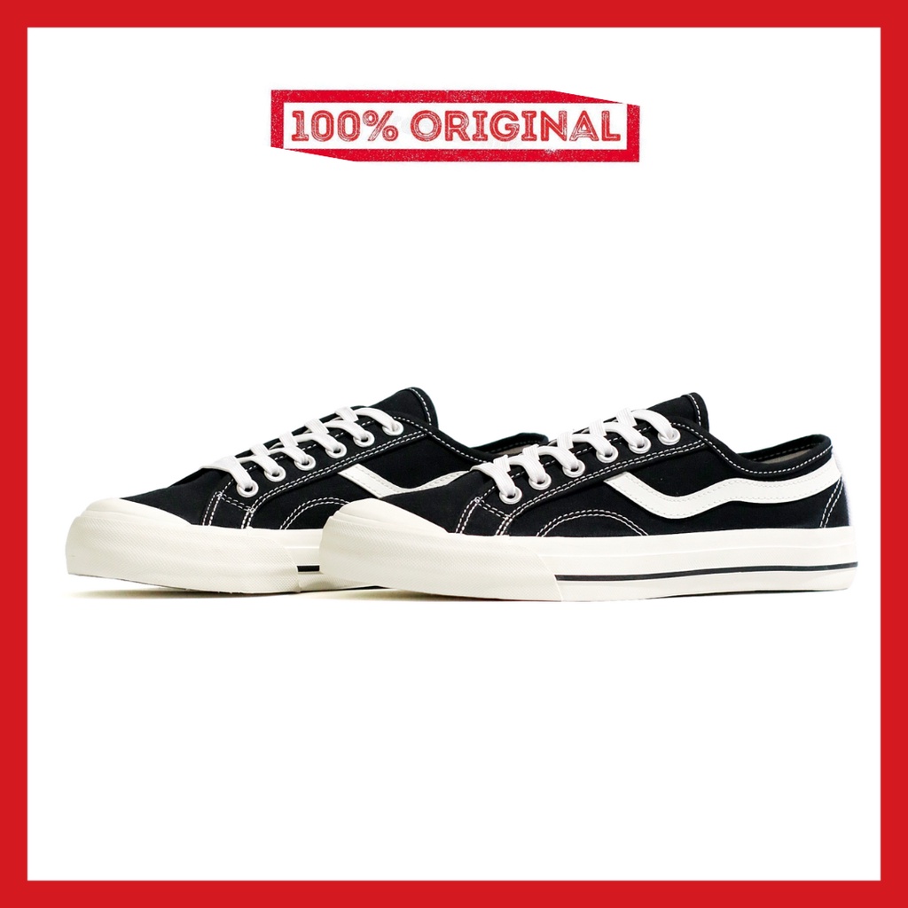 ORIGINAL - Sepatu Brand Lokal Kasual Pria Wanita No Brand Black White Low Not Sneakers Ventela New Public Low Hitam Putih