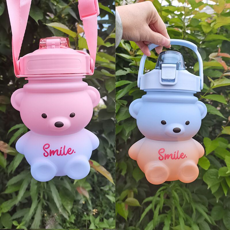 BOTOL MINUM BERUANG GEMOY GRADASI 3D VIRAL 1.3 LITER ANAK MOTIVATOR PENANDA WAKTU [FREE STICKER]