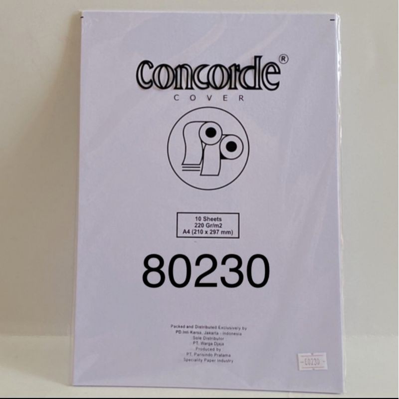 

KERTAS CONCORDE A4 220 GRAM / M2 WHITE 1 PACK ISI 10 LEMBAR