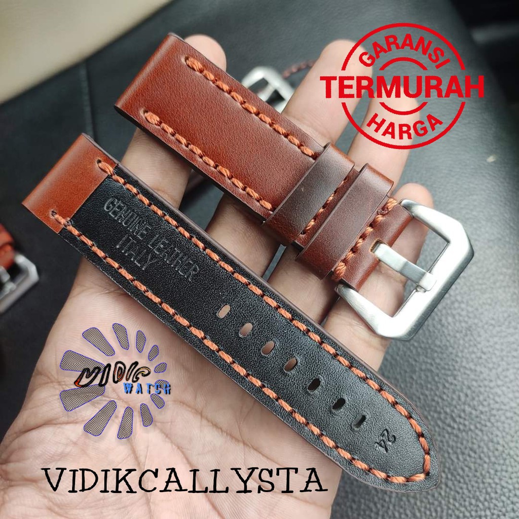 Strap Tali jam tangan kulit asli 22mm 24mm tebal Italy genuine Leather Original 22 24