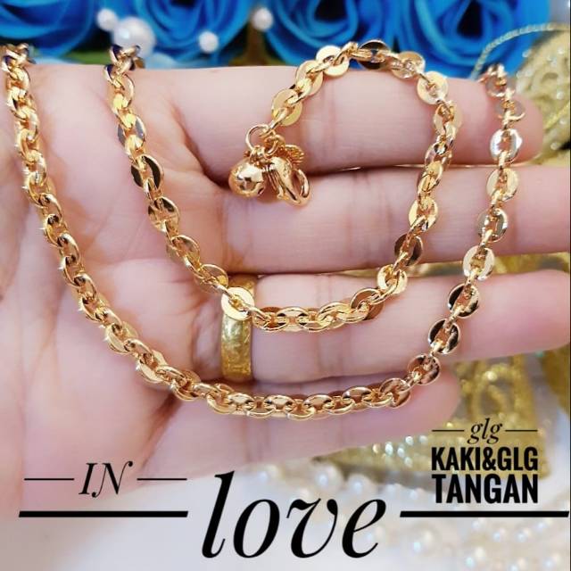 Xuping gelang kaki dan tangan lapis emas 24k 0455k