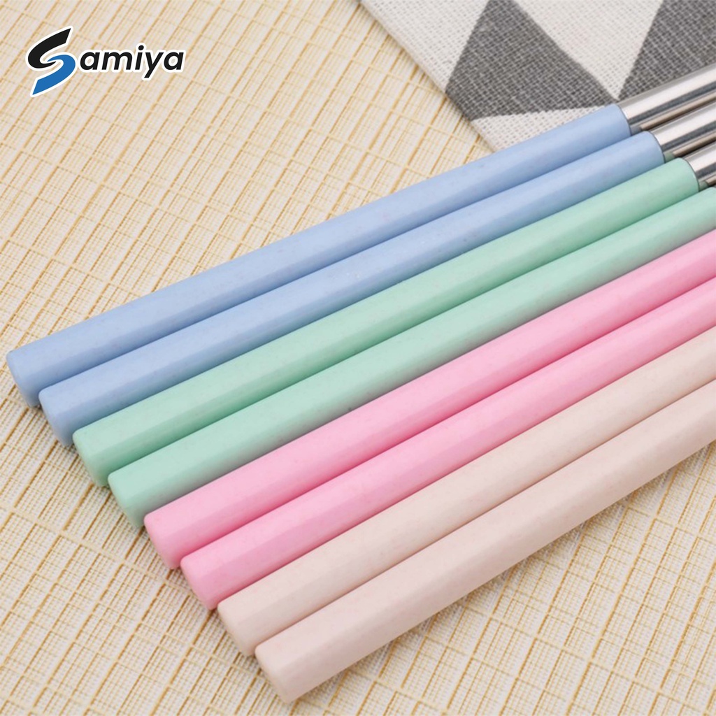 sumpit stainless portable wheat straw free box ( TERIMA CUSTOM PRINT NAMA dan LOGO ) / chopstick sujeo asia korea jepang chinese