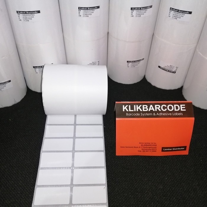 

PROMO LABEL BARCODE SEMICOATED 40 X 20 GAP 2 LINE CORE 1" ISI 2.500 PCS FI MURAH