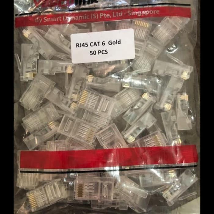 Konektor RJ45 Vascolink UTP Cat.6 Gold | Connector cat6 LAN isi 50 pcs per pack