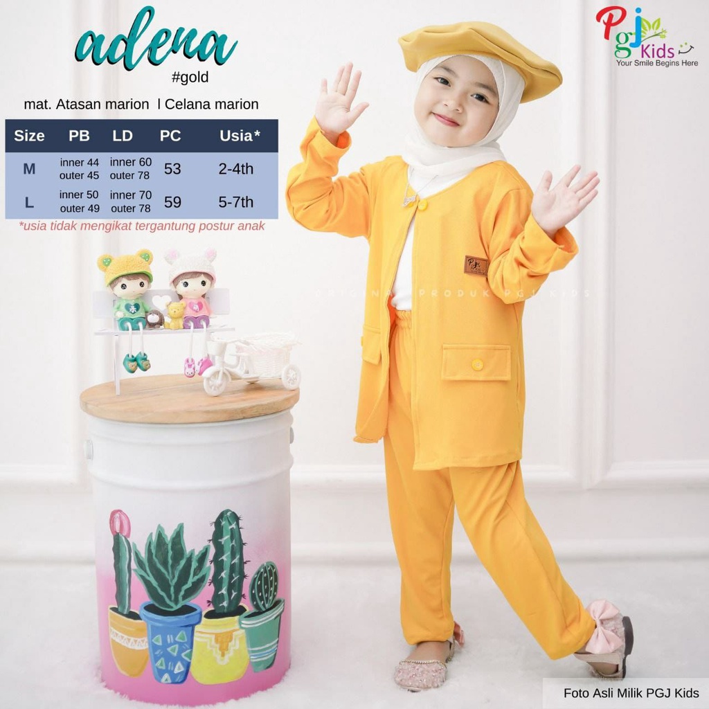 setelan anak perempuan 2-7 tahun mat lemon skin ori pgj | adena venya set-adena gold