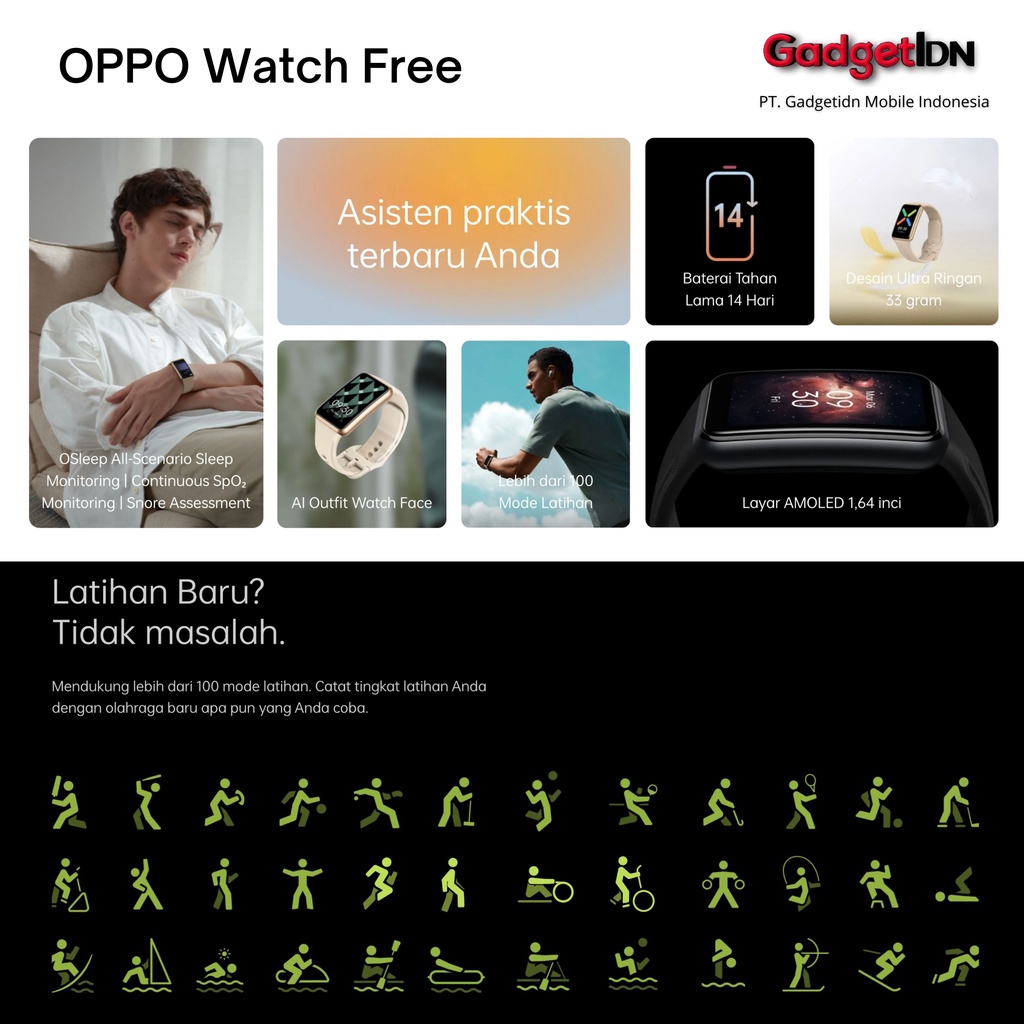 OPPO WATCH FREE GARANSI RESMI