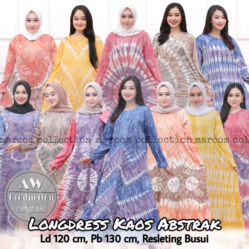 Daster Kaos Batik Jumbo Lengan Panjang Busui Abstrak Jumputan Daster Kaos Murah Kekinian