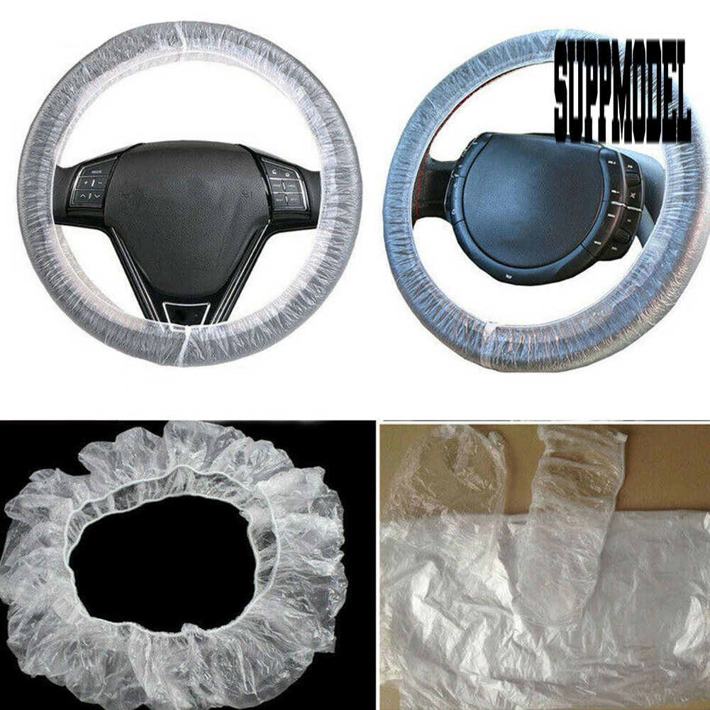 100pcs Cover Stir Mobil Universal Bahan Plastik Transparan Anti Air Sekali Pakai