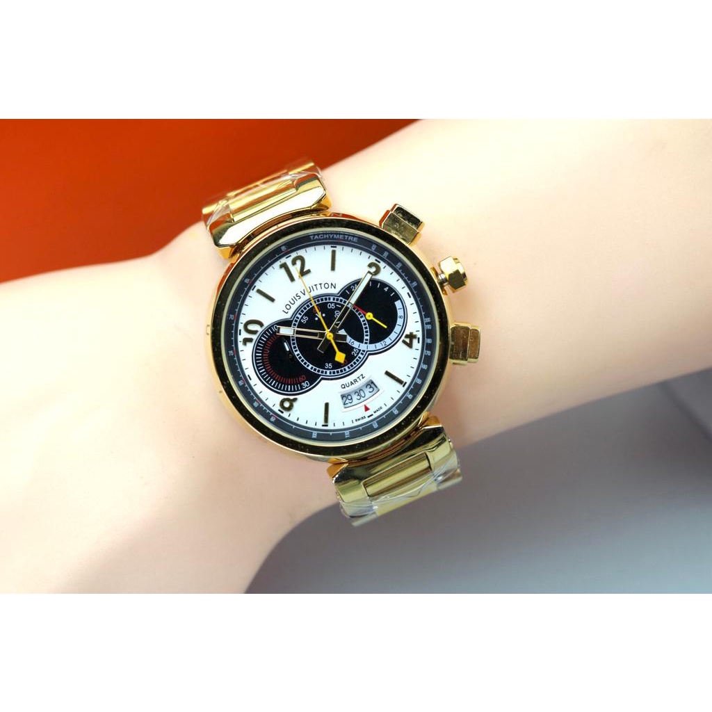 JAM TANGAN WANITACEWEK MURAH LV TALI RANTAI CRONO ON LV2