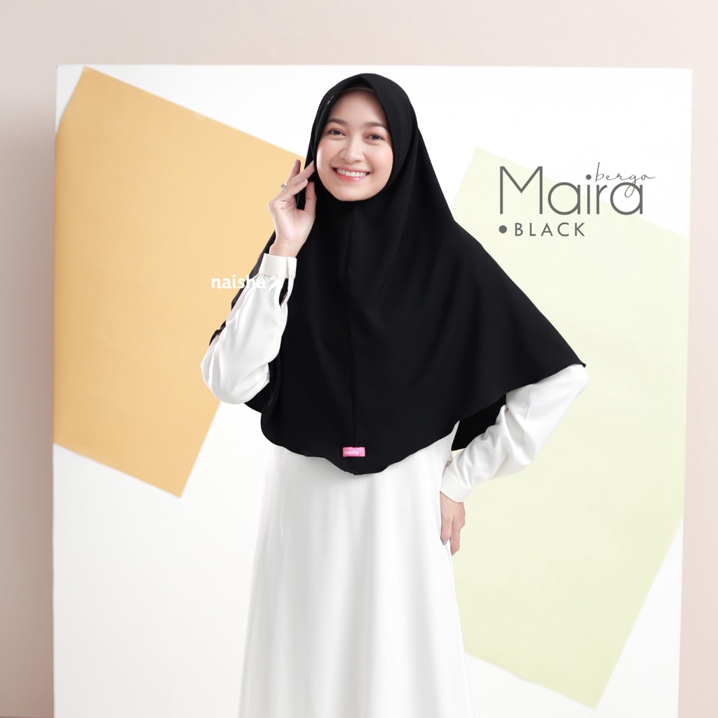 Naisha Official - Maira Bergo Pad Syar'i Instan Daily Khimar Muslimah-Black