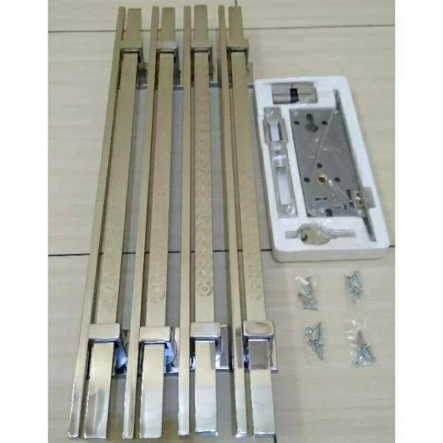 Handle Gagang Pintu Rumah STAINLESS model kupu tarung panjang 1.2 meter fullset kunci 100cm 80cm 120