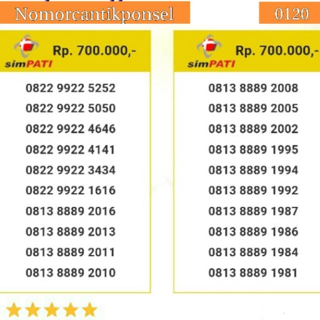 Nomor cantik simpati 0822 0813 seri aabb 9922 triple 888 tahun 2008 rapi #0120