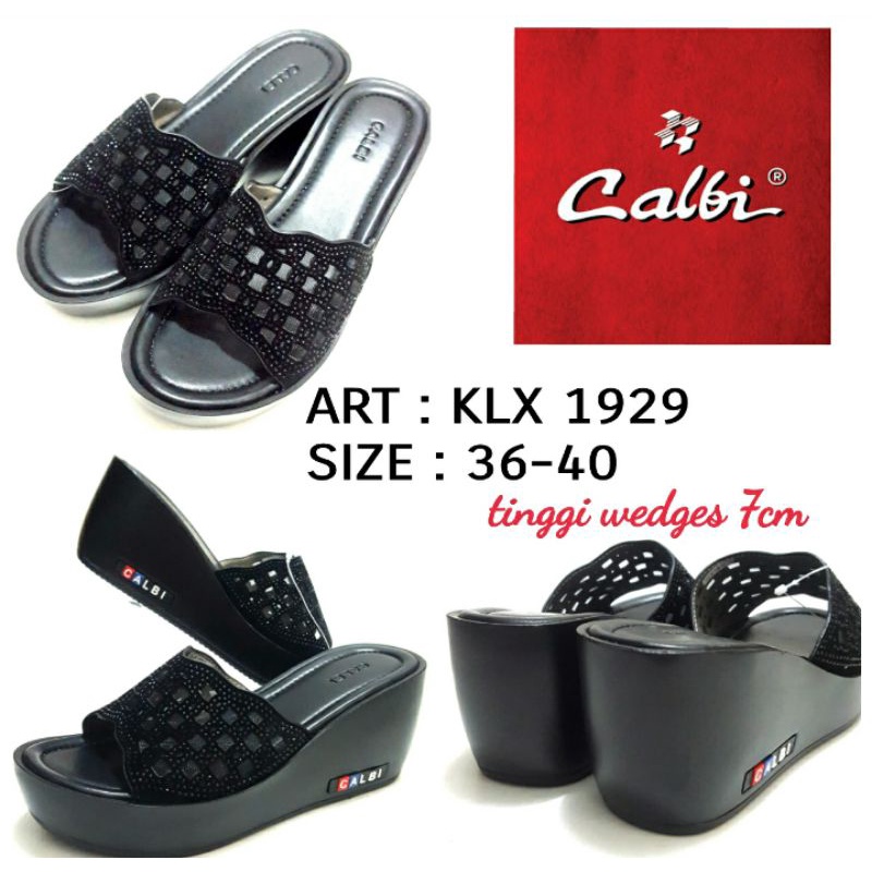 SANDAL WEDGES WANITA ORIGINAL BY CALBI KLX 1929 WARNA HITAM SIZE 36-40 TERBARU DAN TERMURAH