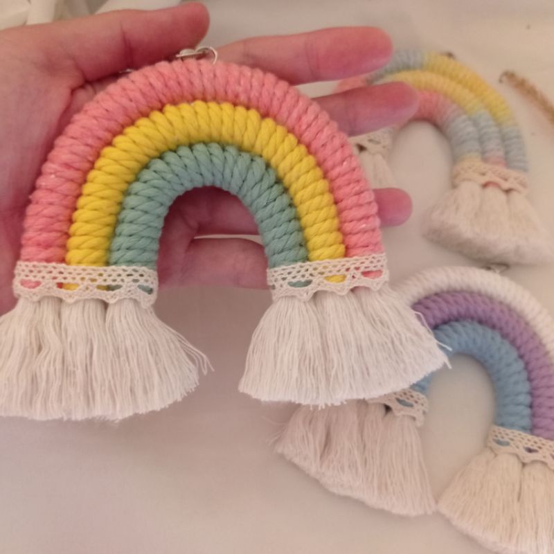 Gantungan kunci macrame | Macrame rainbow | Bagcharm