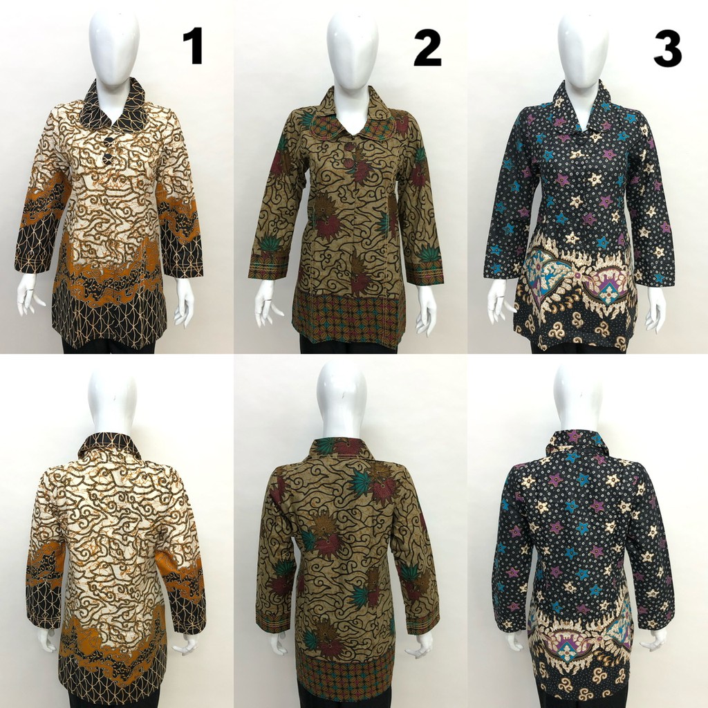 M L XL XXL 3L 4L Atasan Batik Blouse Muslim Wanita Seragam M L XL XXL 3L 4L Atasan Batik Blouse Muslim Wanita Seragam