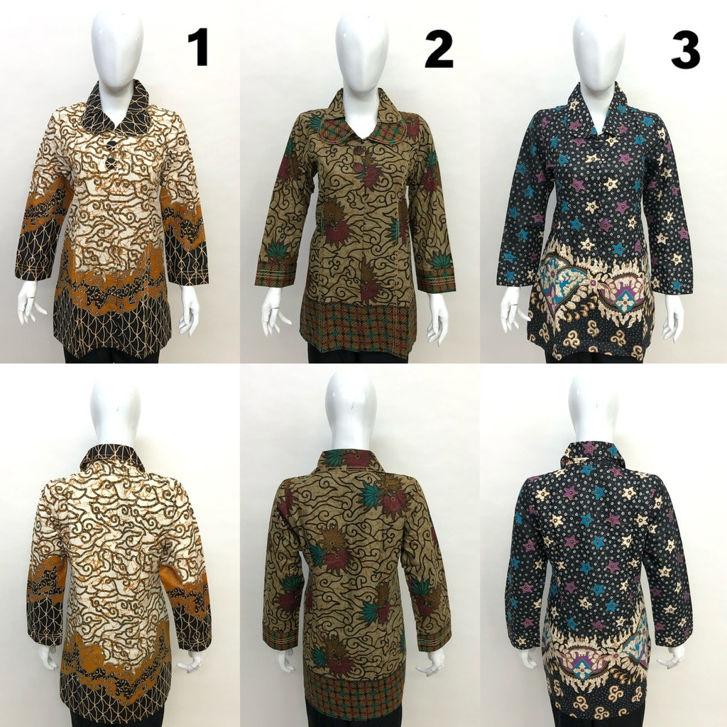 M L XL XXL 3L 4L Atasan  Batik  Blouse Muslim Wanita  Seragam 