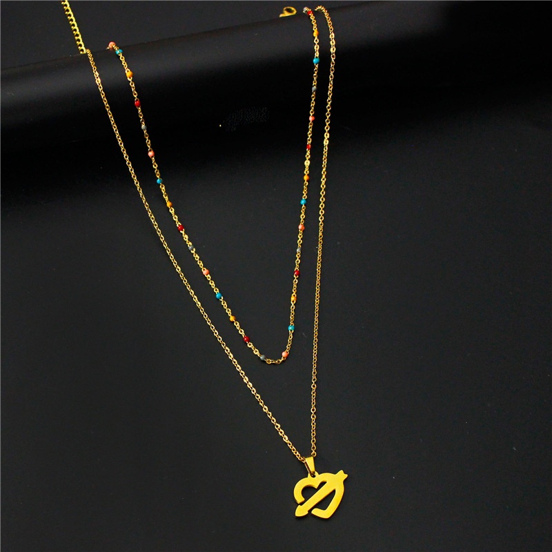 Street hip-hop titanium baja berbentuk hati kalung menetes kalung selebriti Internet double-layer sw