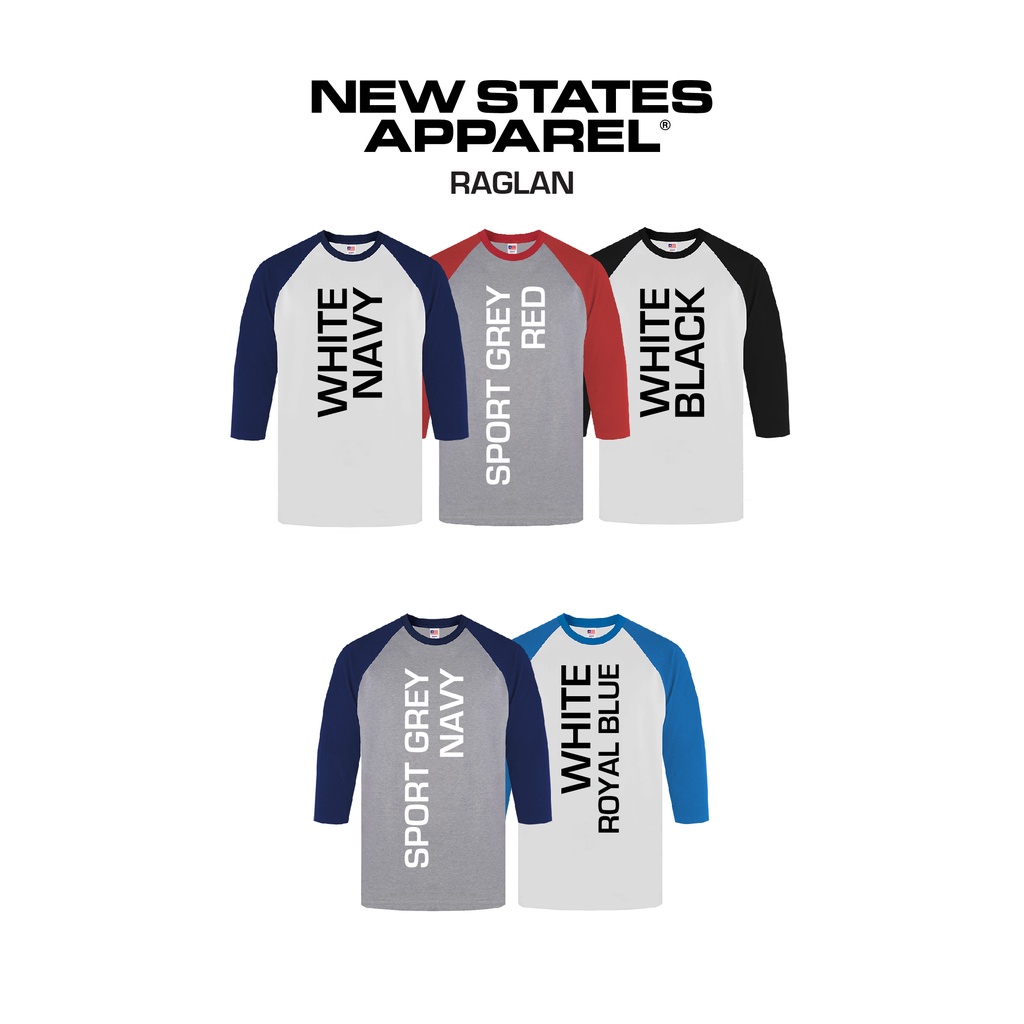 Kaos Polos Raglan 3/4 New States Apparel Premium Cotton 7260 Cotton Combed 24s Bahan Adem (Part 2)