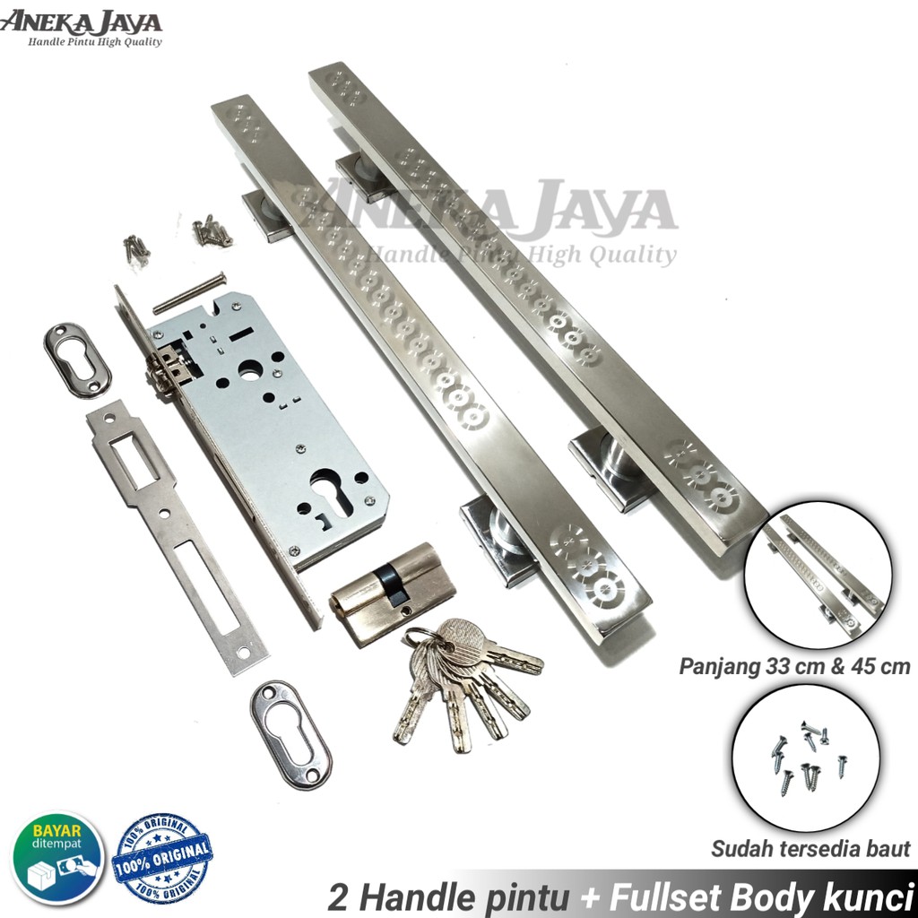 Satu set handle Kunci pintu rumah 33 cm 45 cm murah modern tarikan pintu stainless gagang pintu baru