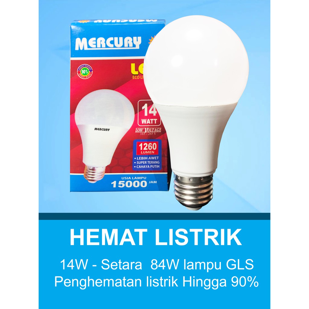 MERCURY LIGHTNING 14W Bohlam LED A Bulb Lampu LED 14 Watt 14 W GARANSI 3 THN ORIGINAL