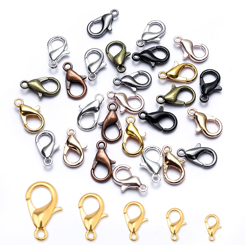 50pcs/lot Alloy Lobster Clasp Hooks Temuan Perhiasan Untuk Membuat Perhiasan Kalung Gelang Rantai DIY Perlengkapan Aksesoris 9warna