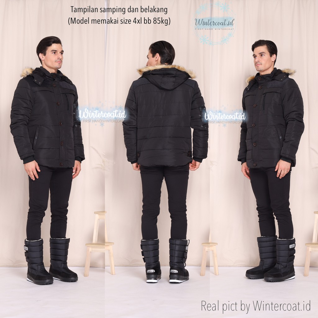 READY INDONESIA LOGAN Men Winter Coat Pria Jacket mantel cowok musim dingin jaket jumbo hitam