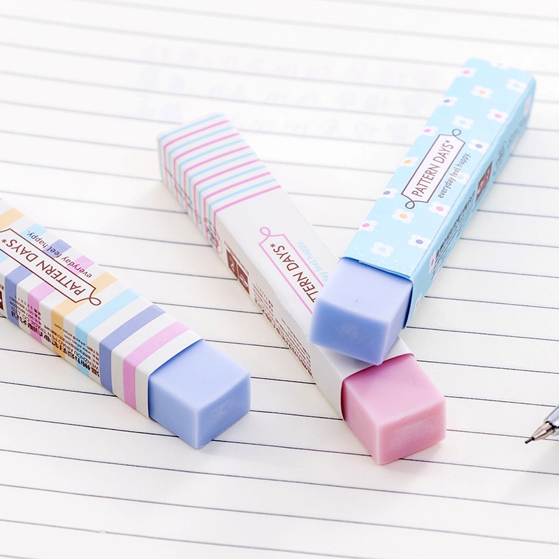 Penghapus Pensil Bahan Karet Warna Permen Motif Garis Untuk Stationery Sekolah / Kantor