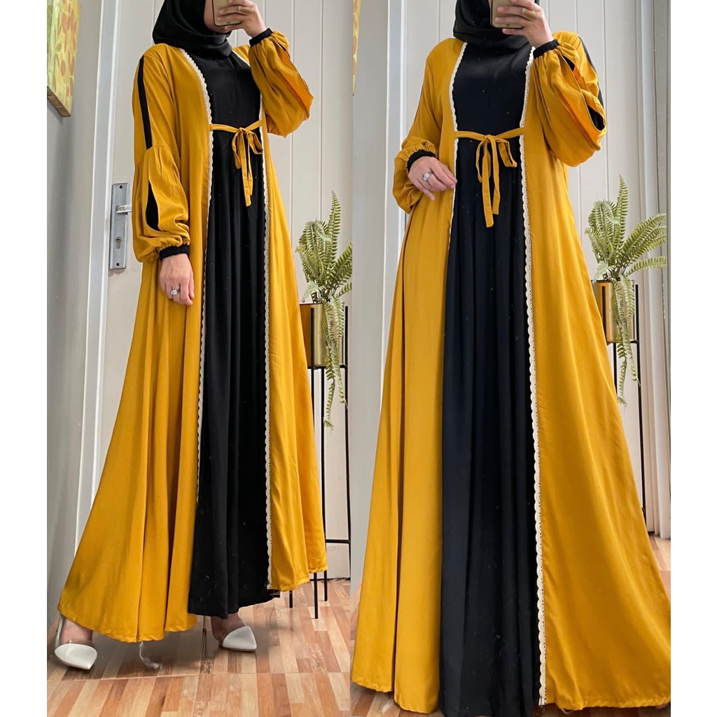 GAMIS SULTAN DRESS POLOS KOMBINASI WARNA LIST RENDA